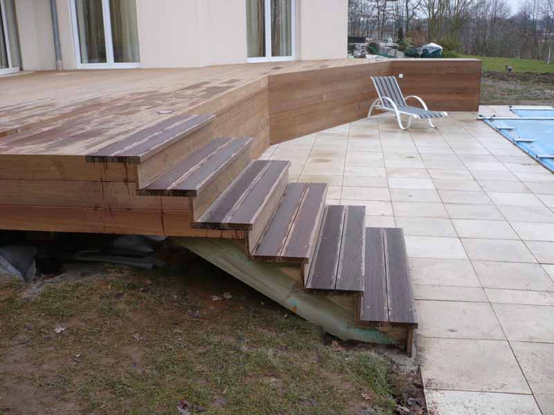 de terrasse bois, au sol et sur poteaux, gardecorps et escaliers, en de terrasse bois, au sol et sur poteaux, gardecorps et escaliers, en